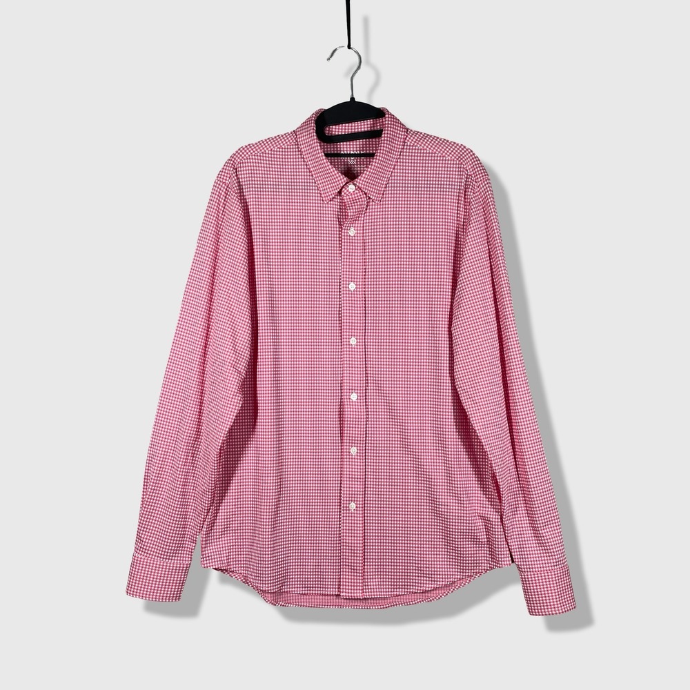 Rhone Button Down Shirt Mens Medium Red Gingham Preppy Business Casual Golf